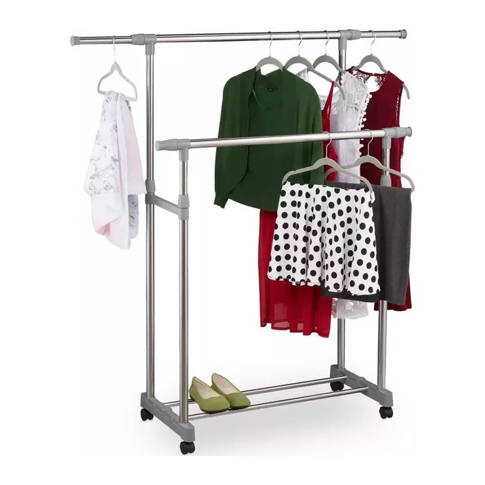 relaxdays Rollgarderobe silber Metall 94,0-160,0 x 95,0-165,0 cm, 1 St.