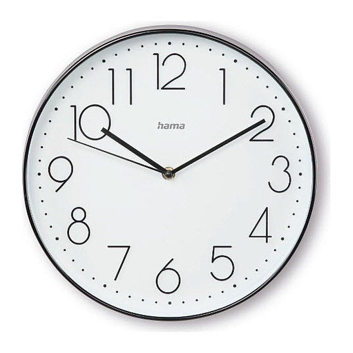 hama Wanduhr Korsika weiß schwarz Kunststoff, Ø 30,0 cm