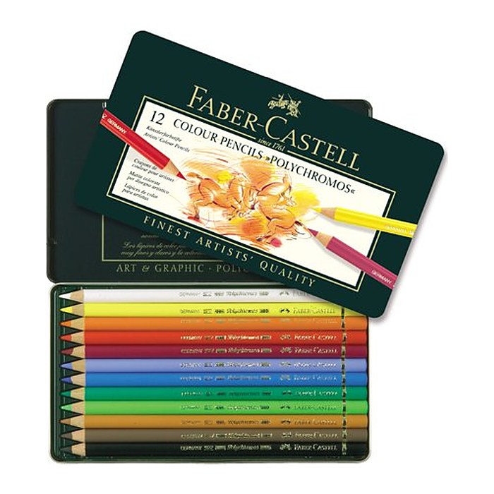 FABER-CASTELL Künstlerfarbstifte Polychromos Buntstifte farbsortiert, 12 St.