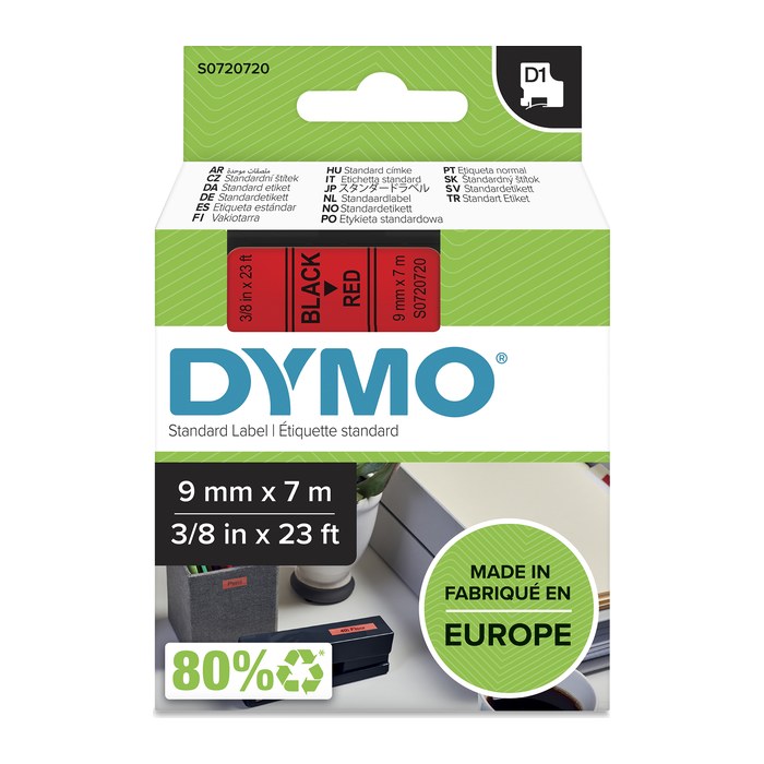 DYMO Schriftband D1 40917 S0720720, 9 mm, schwarz auf rot, 1 St.