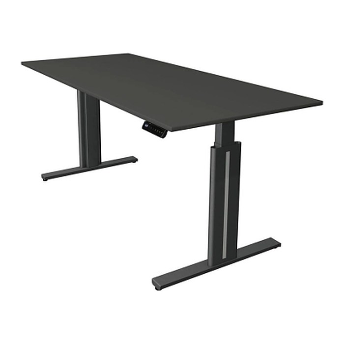 Kerkmann Move 3 elegant elektrisch höhenverstellbarer Schreibtisch anthrazit rechteckig, T-Fuß-Gestell grau 180,0 x 80,0 cm