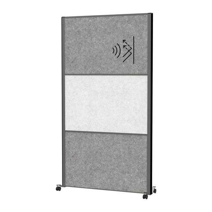MAUL Akustik-Trennwand MAULconnecto 9602189, hellgrau, dunkelgrau 100,0 x 182,0 cm mit Rollen, 1 St.