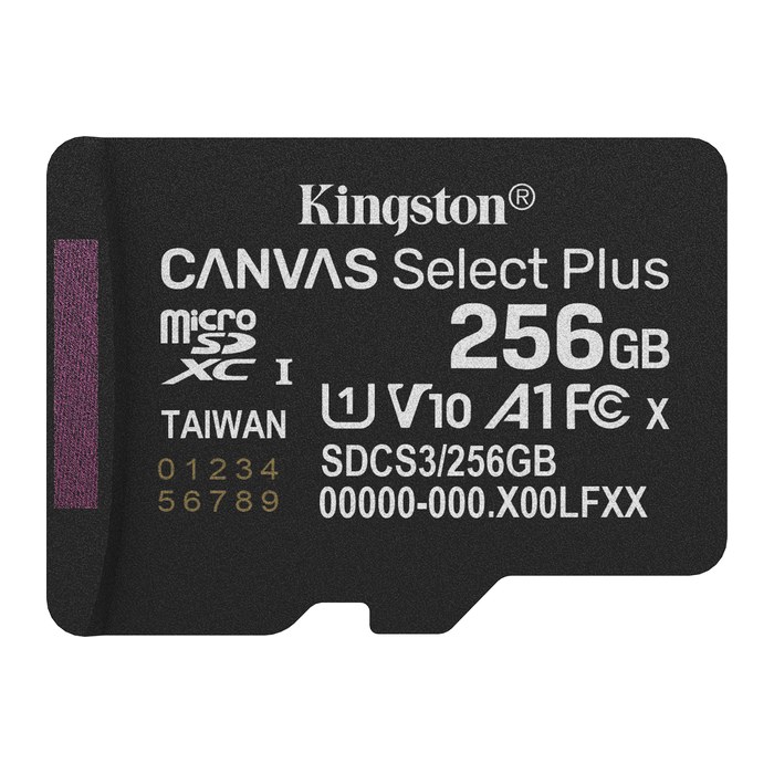 SD MicroSD Card 256GB Kingston SDXC Canvas+ Gen3 o.Adapter retail