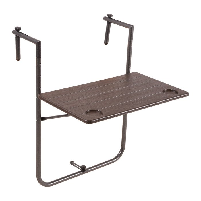 Garden Pleasure TABORA Balkonhängetisch rechteckig Kunststoff braun 60,0 x 60,0 x 73,0 - 83,5 cm, 1 St.