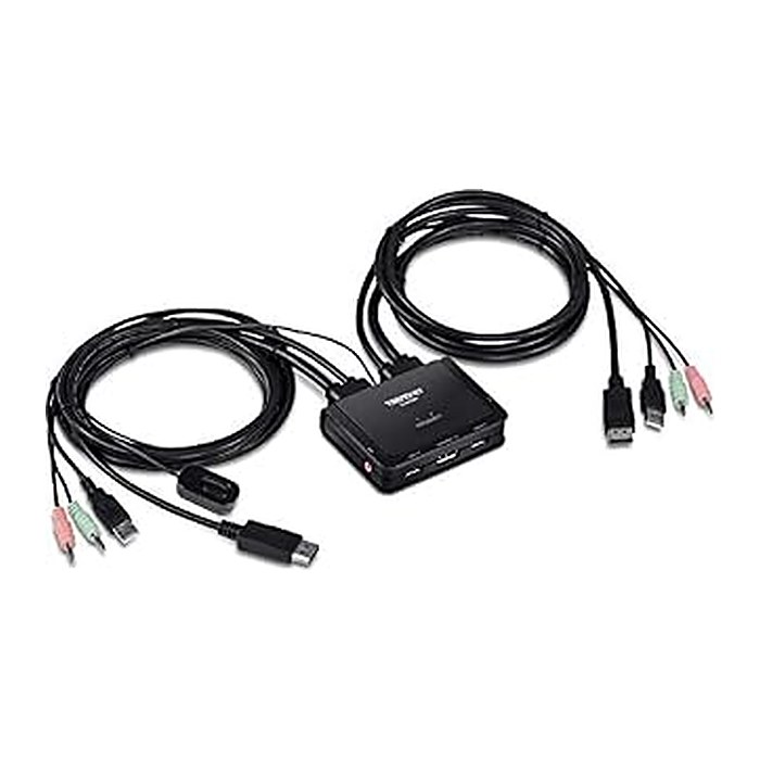 TRENDnet KVM Switch 2-Port DisplayPort/USB/Audio 4K m Kabeln