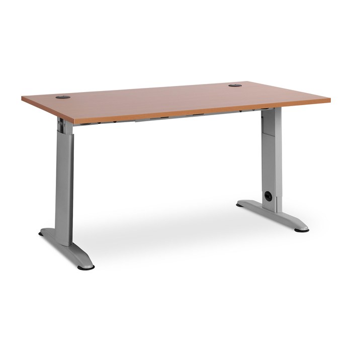 Schreibtisch – T-Fuß höhenverstellbar (1600 x 800 mm, Platte Buche)