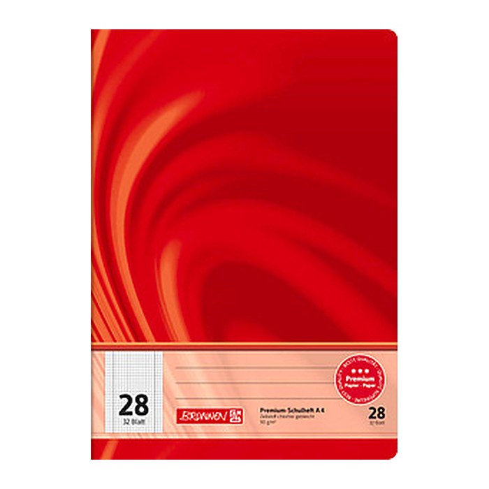 BRUNNEN Schulheft Vivendi Lineatur 28 kariert DIN A4 Innen- und Außenrand, 32 Blatt, 1 St.