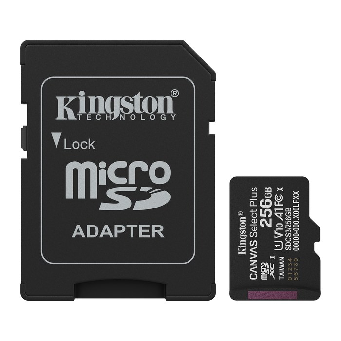 SD MicroSD Card 256GB Kingston SDXC Canvas+ Gen3 m.Adapter retail