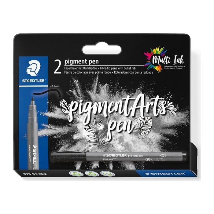 STAEDTLER MultiInk Pigment Arts intensiv pen schwarz 2er-Set retail