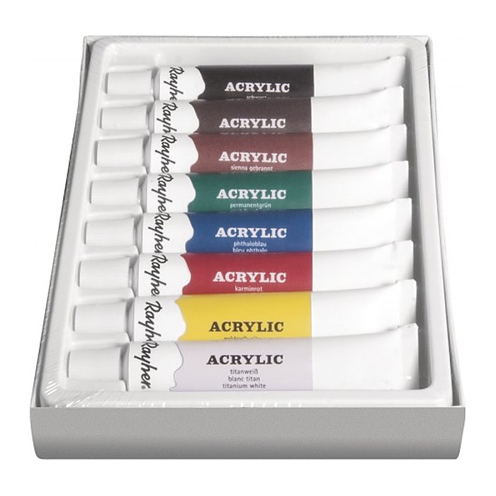 Rayher Künstler-Set mit 8 Farben Acrylfarben farbsortiert 8 x 12,0 ml