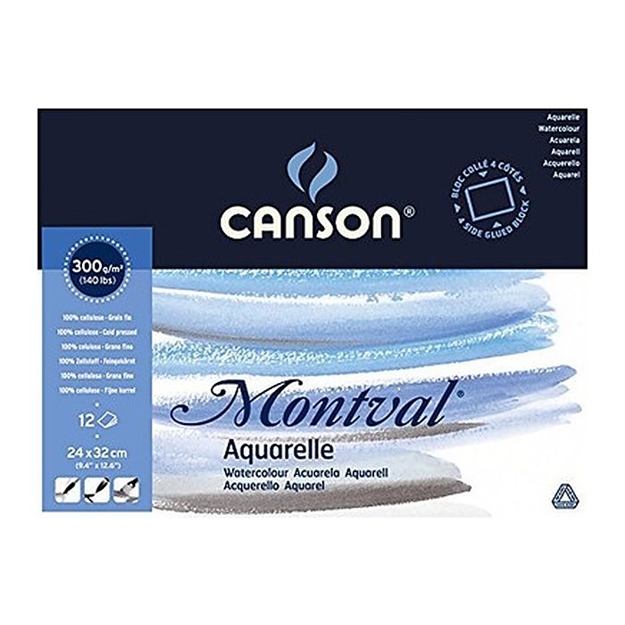 canson Aquarellblock Montval 24,0 x 32,0 cm 300 g/qm, 12 Blatt, 1 Block
