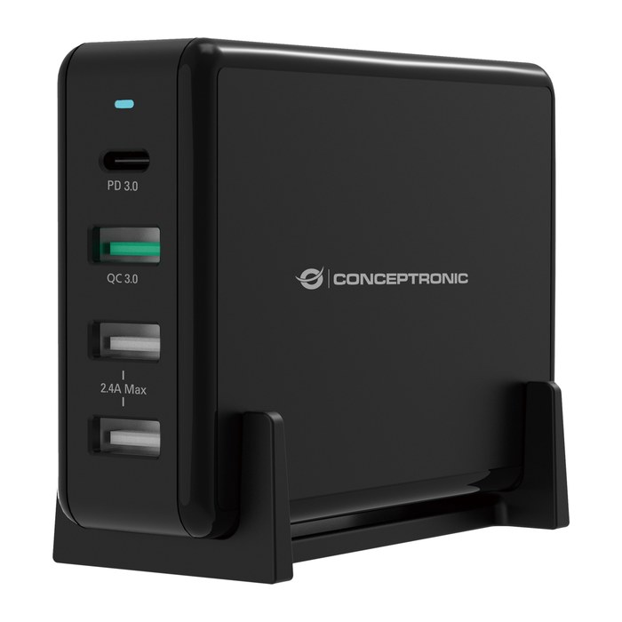 CONCEPTRONIC Ladegerät 4Port 3xUSB-A/1xC Desk 65WPD3.0 sw