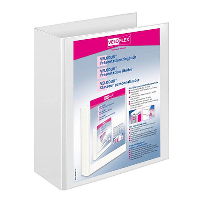 VELOFLEX VELODUR® Präsentationsringbücher 4-Ringe weiß 8,5 cm DIN A4, 10 St.