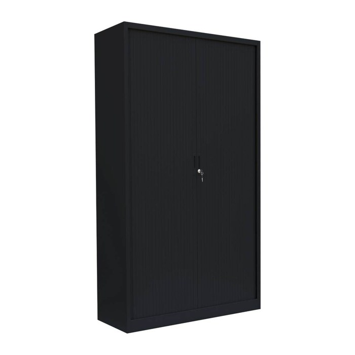 LÜLLMANN Schiebetürenschrank, 555159 tiefschwarz 4 Fachböden 100,0 x 45,7 x 195,0 cm