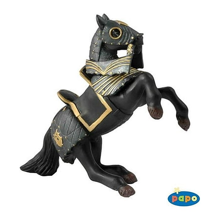 papo Fantasy/Mittelalter 39276 schwarzes Pferd mit Rüstung Spielfigur