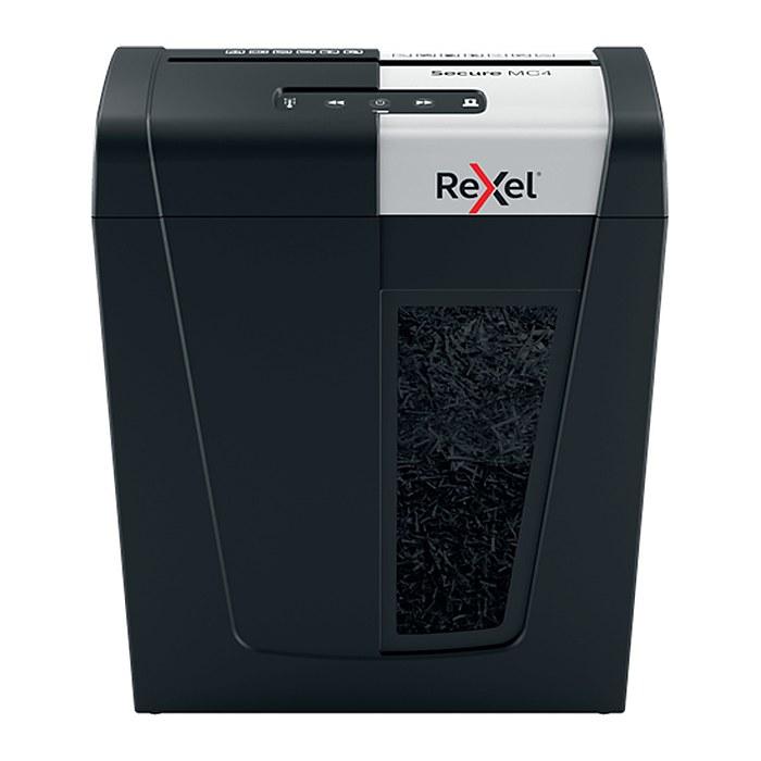 Rexel Secure MC4 Aktenvernichter mit Partikelschnitt P-5, 2 x 15 mm, bis 4 Blatt, schwarz