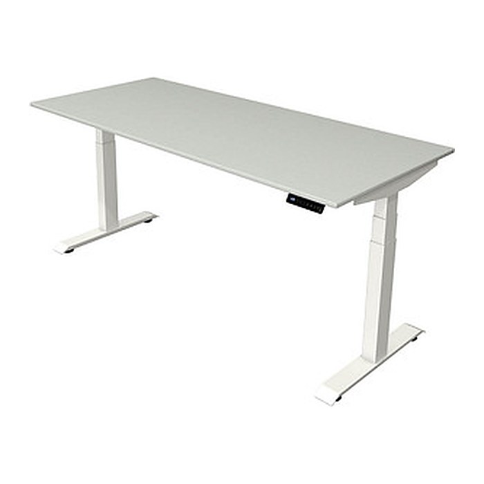 Kerkmann Move 4 elektrisch höhenverstellbarer Schreibtisch lichtgrau rechteckig, T-Fuß-Gestell weiß 180,0 x 80,0 cm