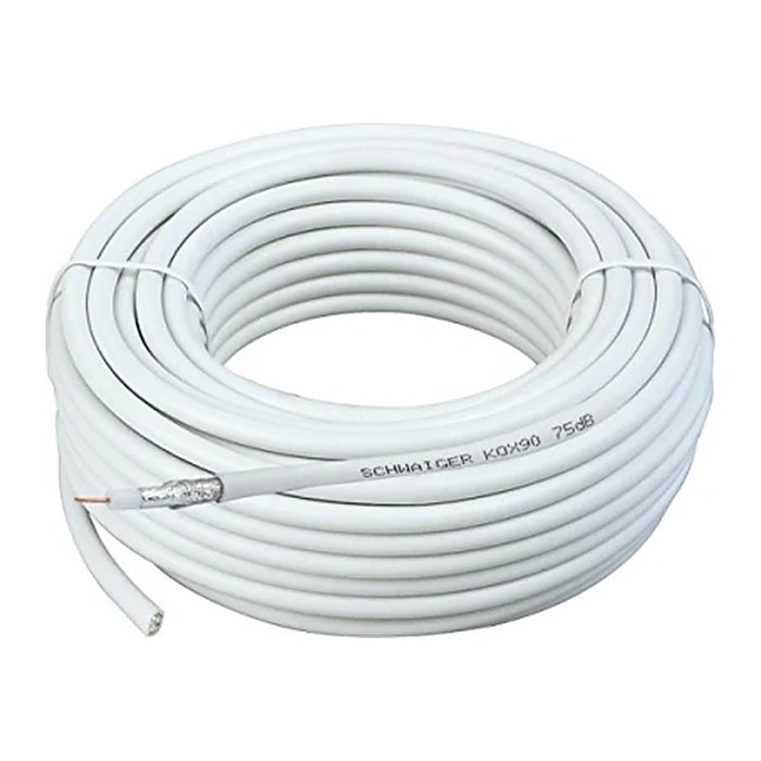 Schwaiger Koaxial-Antennen-Kabel 75 dB 2-fach 7mm 50m Weiß