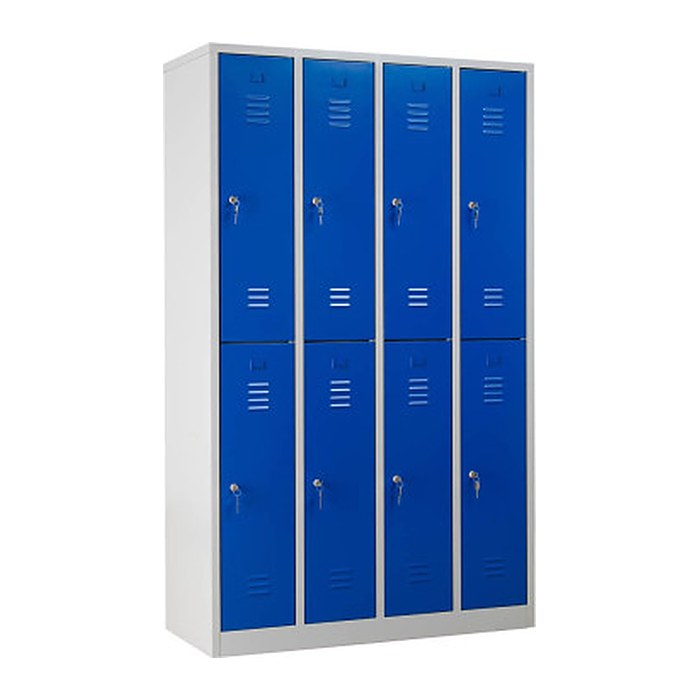 Gürkan Spind lichtgrau, enzianblau 106312, 8 Schließfächer 117,0 x 50,0 x 195,0 cm