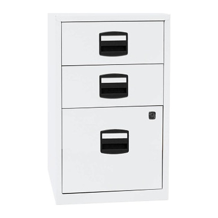 BISLEY Home Standcontainer verkehrsweiß 3 Auszüge Kunststoff-Muldengriff schwarz 41,3 x 40,0 x 67,2 cm
