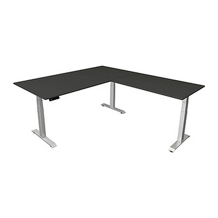 Kerkmann Move 4 elektrisch höhenverstellbarer Schreibtisch anthrazit rechteckig, T-Fuß-Gestell silber 200,0 x 220,0 cm