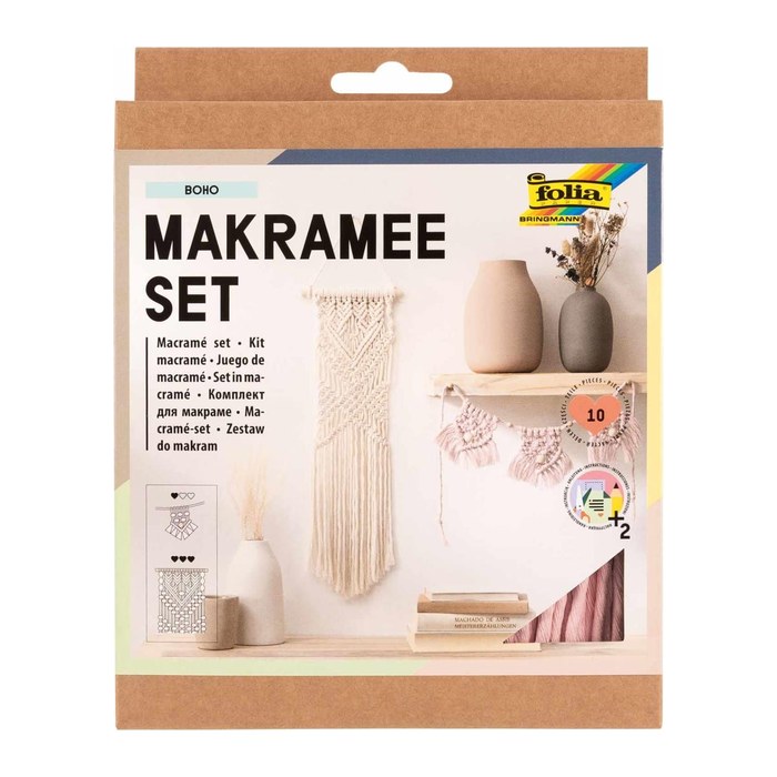 folia Makramee-Set Boho natur, rosé