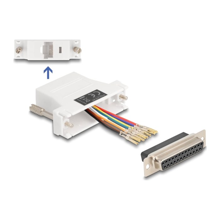 DELOCK D-Sub 25 Pin Buchse zu RJ45 Buchse Montagesatz weiß