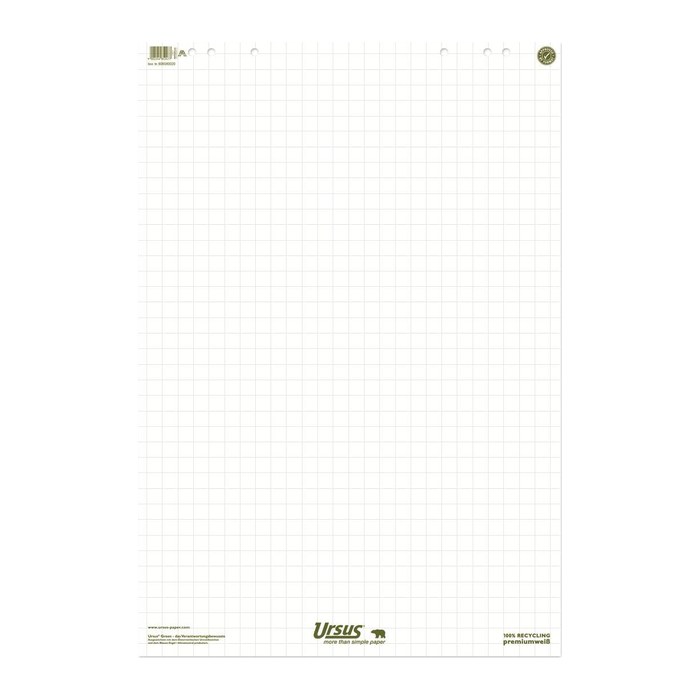 Ursus® Flipchart-Papier Green kariert 68,0 x 99,0 cm, 20 Blatt, 5 Blöcke