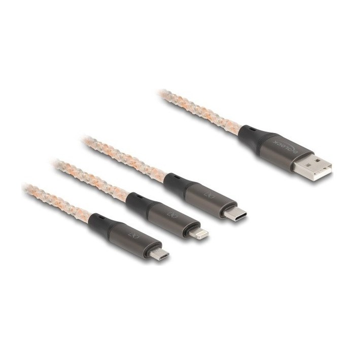 DELOCK USB RGB Ladekabel 3 in 1 Typ-A zu Lightning 1,20m