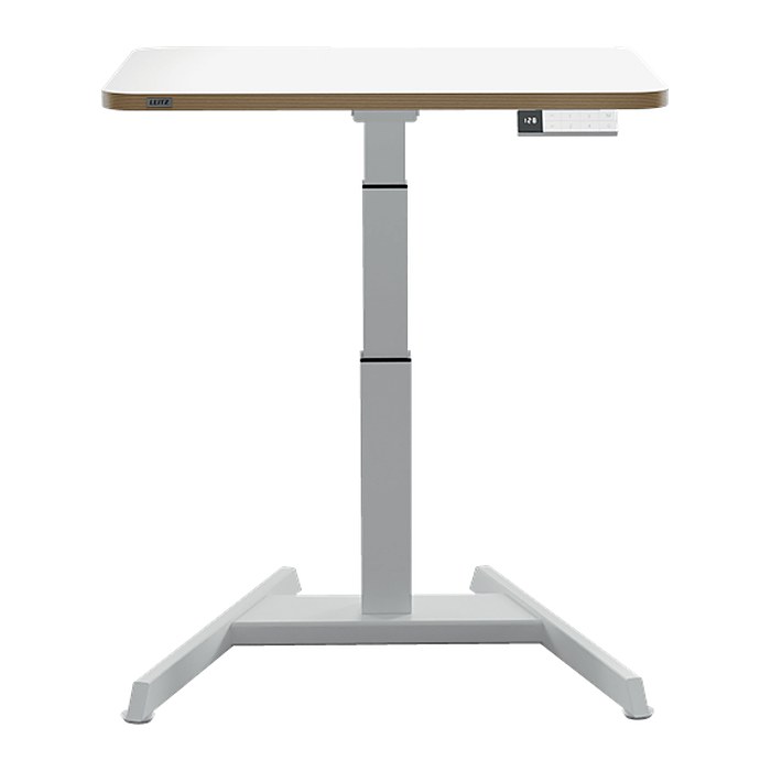 LEITZ Ergo 65340001 elektrisch höhenverstellbarer Schreibtisch weiß rechteckig, A-Fuß-Gestell weiß 80,0 x 60,0 cm