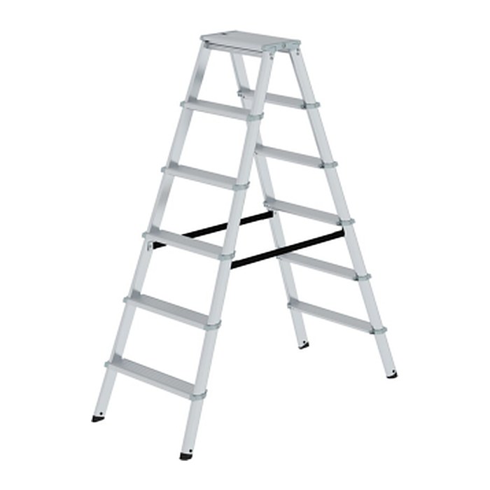 MUNK Stehleiter beidseitig 11236 silber 2x 6 Stufen, H: 139,0 cm