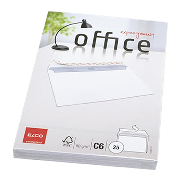 ELCO Briefumschläge Office DIN C6 ohne Fenster weiß haftklebend 25 St.
