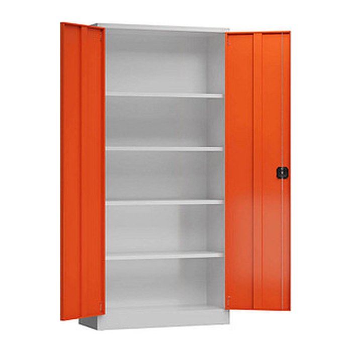 ClassiX Stahlschrank X-530354 feuerrot, lichtgrau 4 Fachböden 92,0 x 50,0 x 194,5 cm, aufgebaut, 1 St.