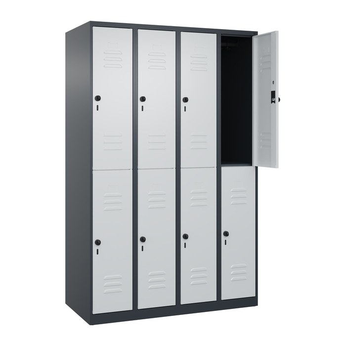CP Spind Classic Plus anthrazitgrau, lichtgrau 080300-40 S10011, 8 Schließfächer 120,0 x 50,0 x 185,0 cm