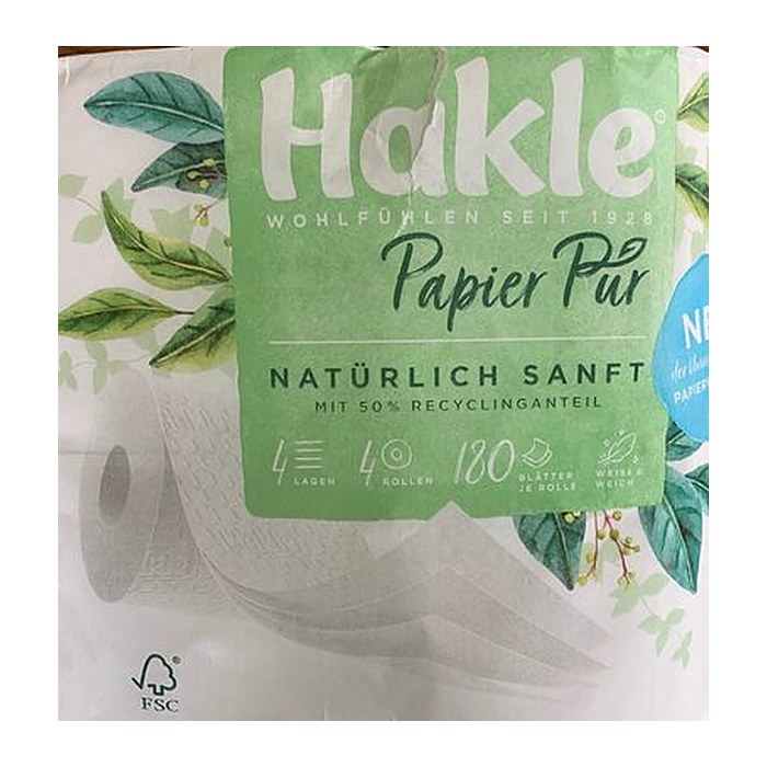 Hakle Toilettenpapier Pur NATÜRLICH SANFT 4-lagig, 4 Rollen