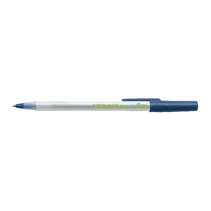 BIC Kugelschreiber Round Stic ECOlutions frostig-transparent, Schreibfarbe: blau, 60 St.