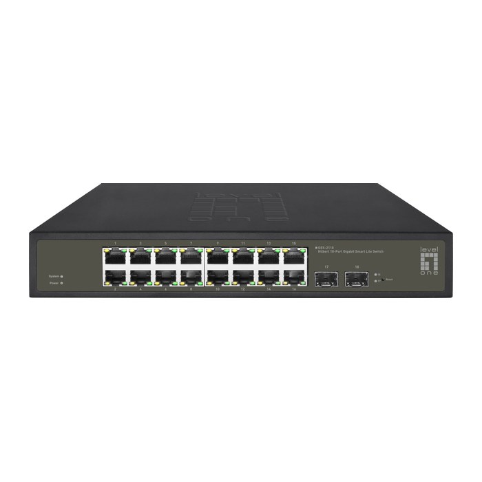 LevelOne Switch 16xGE/2xSFP 19" Hilbert SL managed