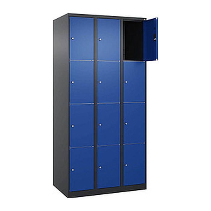 CP Schließfachschrank Classic Plus enzianblau, schwarzgrau 080000-304 S10029, 12 Schließfächer 90,0 x 50,0 x 185,0 cm