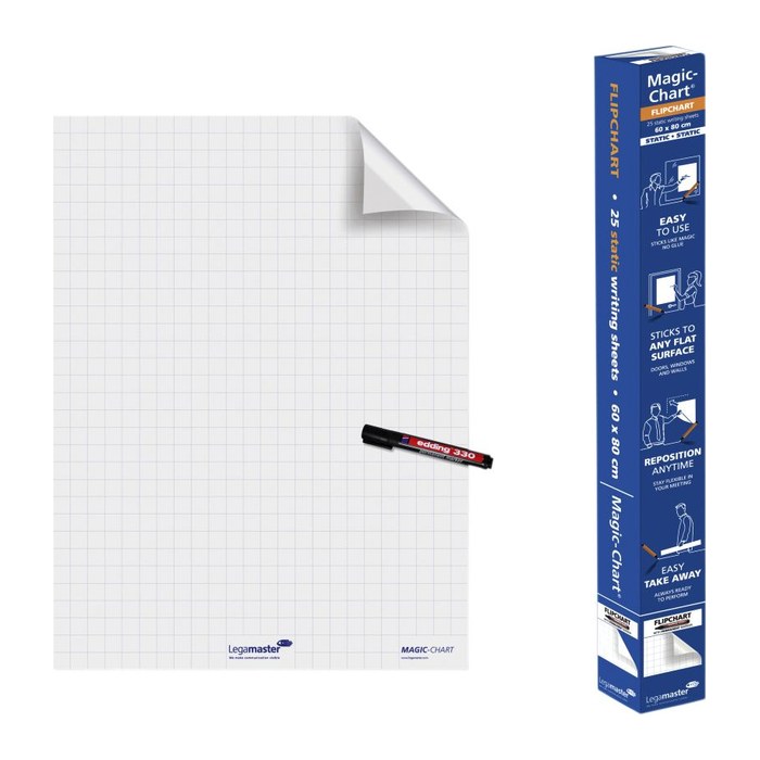 Legamaster Flipchart-Folie Magic-Chart Flipchart kariert 60,0 x 80,0 cm, 25 Blatt