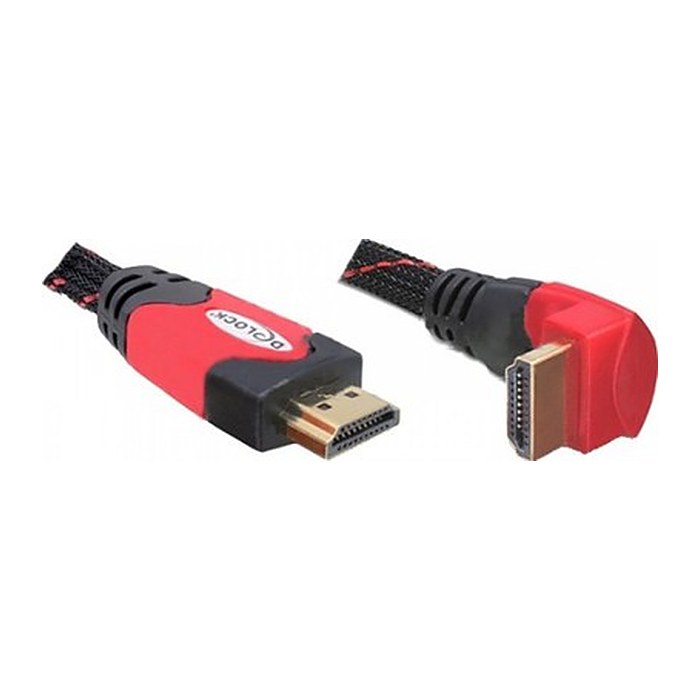 DELOCK HDMI Kabel Ethernet A -> A St/St 5.00m 90° unten 4K