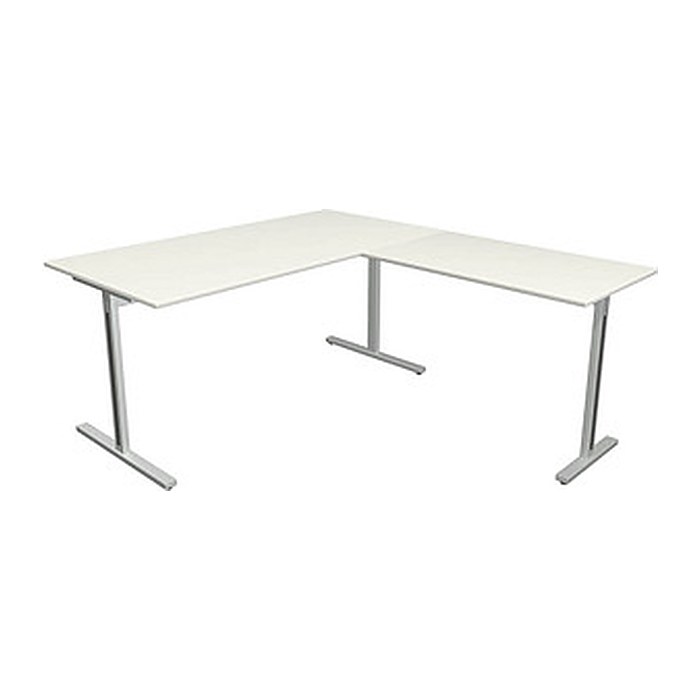 Kerkmann Form 1 Schreibtisch weiß rechteckig, T-Fuß-Gestell silber 160,0 x 80,0 cm