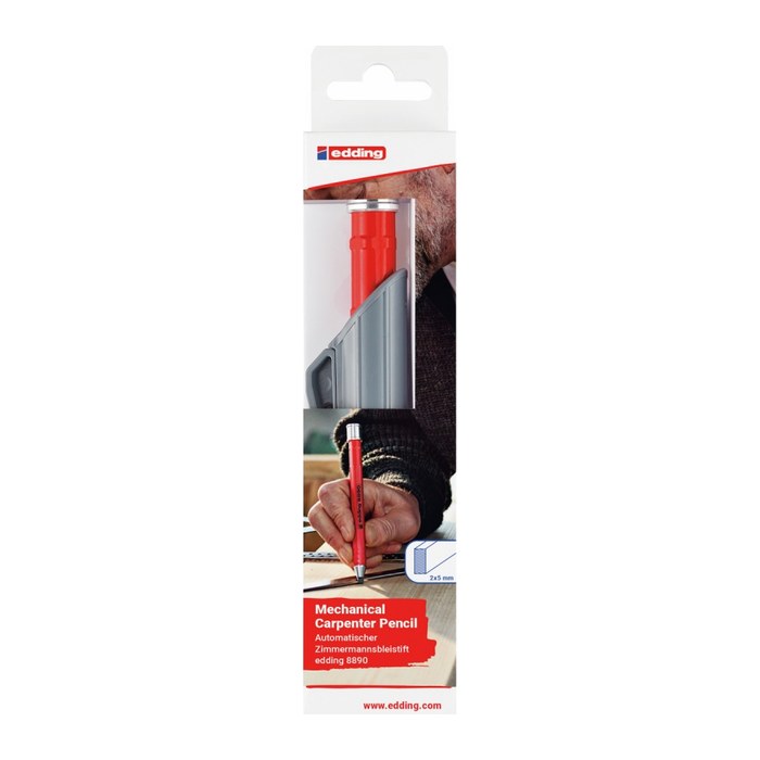 edding 8890 Zimmermannsbleistift mit Druckmechanismus rot HB, 10H, 1 Set