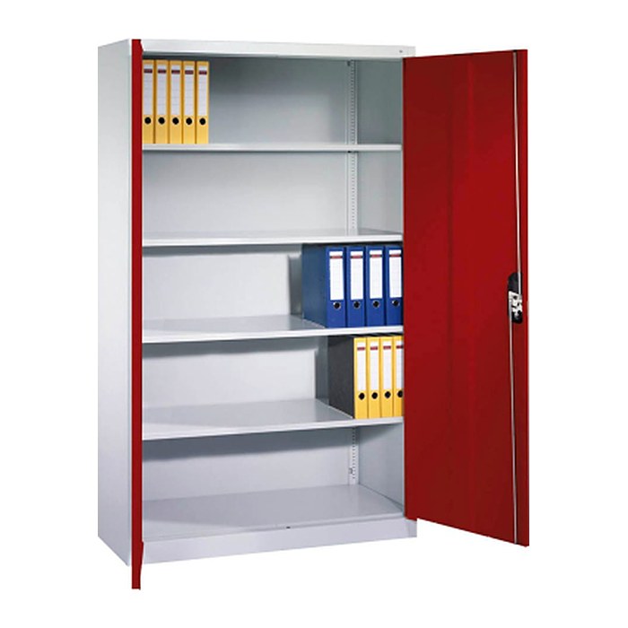 CP Stahlschrank C 2000 Acurado 9460-000 S10693 lichtgrau, rubinrot 4 Fachböden 120,0 x 40,0 x 195,0 cm, aufgebaut, 1 St.