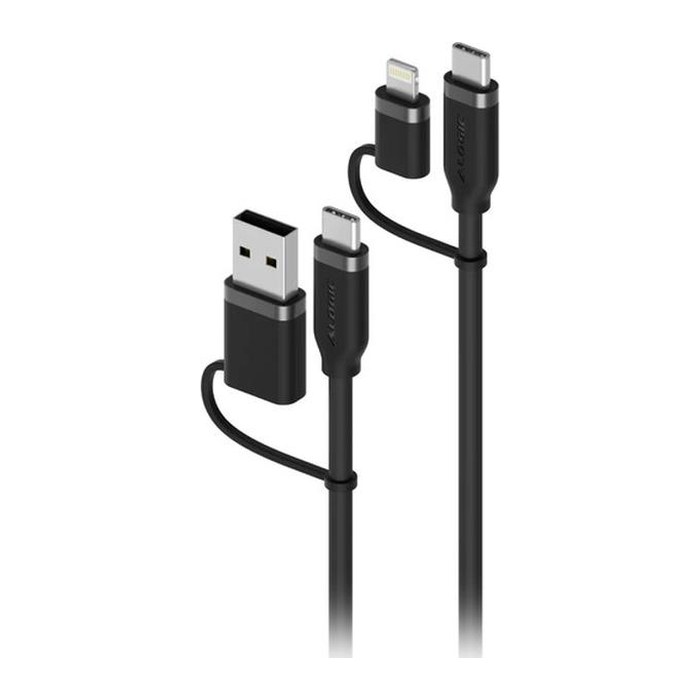 Alogic USB C Adapterkabel lightning 4-in-1 100W 1,5m schwarz