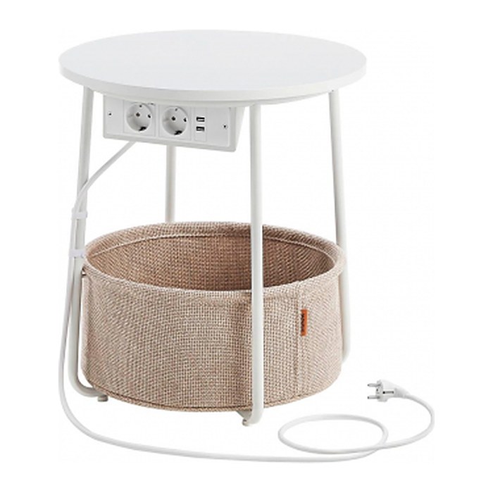 VASAGLE Beistelltisch rund Spanplatte beige, weiß 45,0 x 45,0 x 50,0 cm, 1 St.