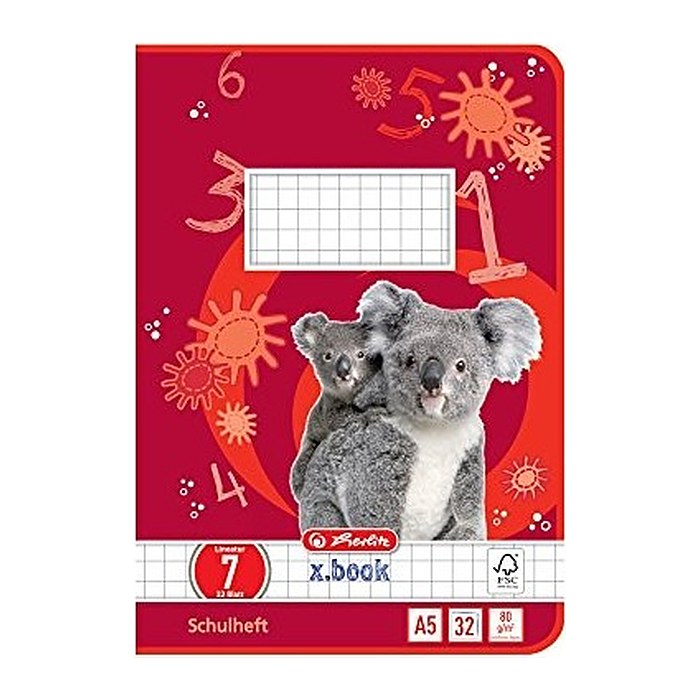 herlitz Schulheft x.book Lineatur 7 kariert DIN A5 ohne Rand, 32 Blatt, 1 St.