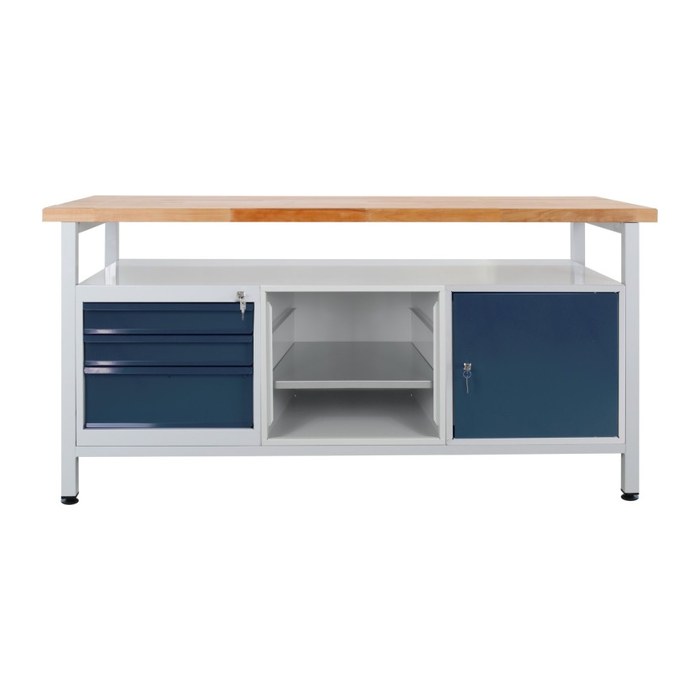 ADB Werkbank lichtgrau, anthrazitgrau 3 Schubladen 170,0 x 60,0 x 84,0 cm
