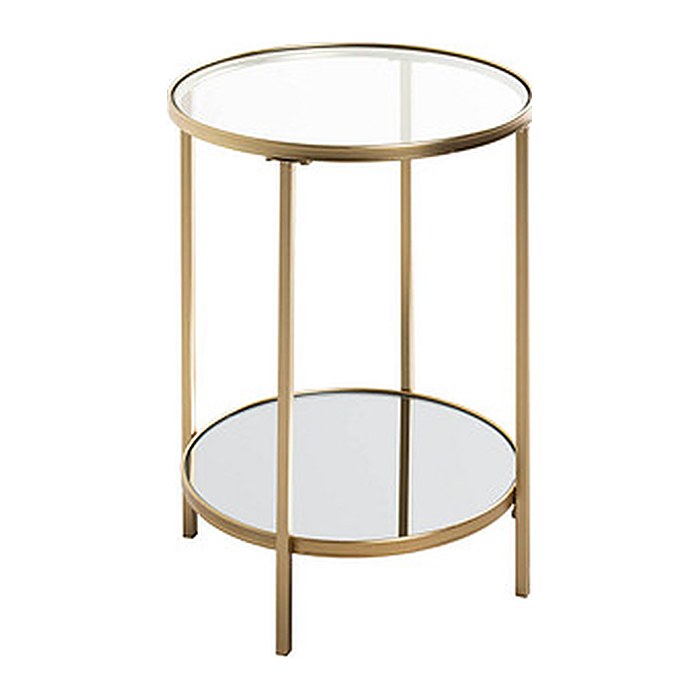 HAKU Möbel Beistelltisch rund Spiegel, Sicherheitsglas gold 39,0 x 39,0 x 55,0 cm, 1 St.