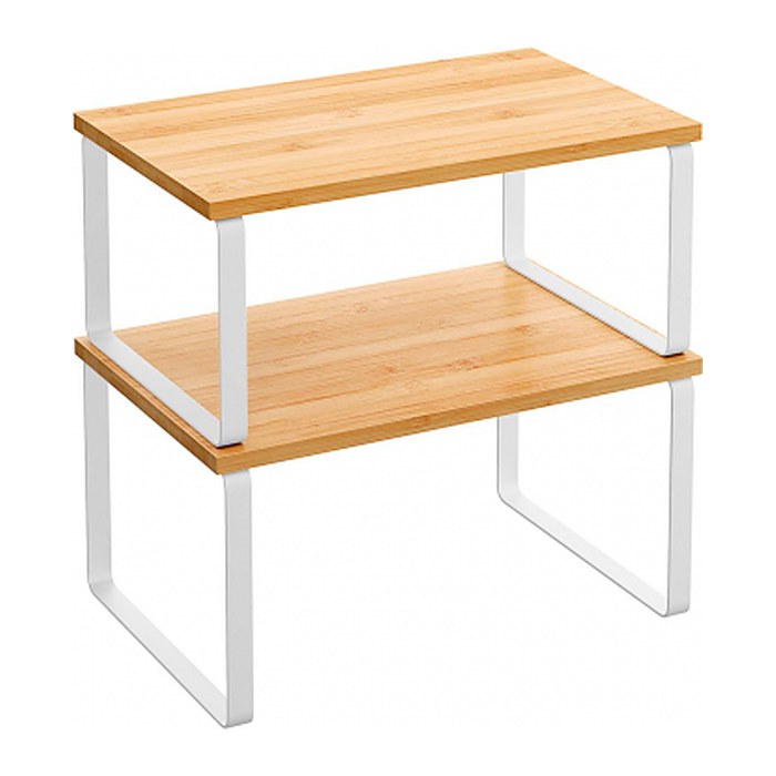 SONGMICS Küchen-Organizer bambus, weiß 29,7 x 19,5/18,5 x 15,8/13,7 cm, 2 St.