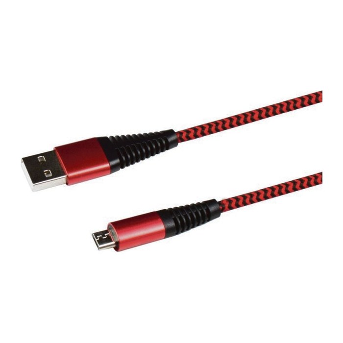 2GO USB Lade-/Datenkabel USB-A - Micro-USB 100cm Nylon rot